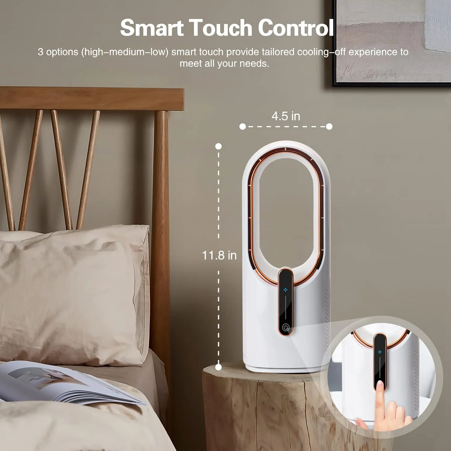 Desk Fan, Small Quiet Bladeless Fan 11.8 Inch USB Table Fan, Portable Rechargeable Battery Operated Fan with Touch Control 3 Cooling Speeds, Personal Desktop Fan for Bedroom Office Home