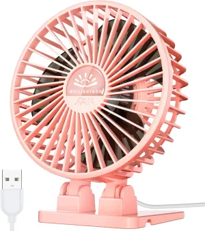 Desk Fan, USB Fan for Desk, Mini 3 Speed Rotation Strong Wind, Protable Small Desktop Cooling, Quite Mini Personal Fan for Home Office Table Bedroom Travel Curise(Pink) USB desktop fan for workspace