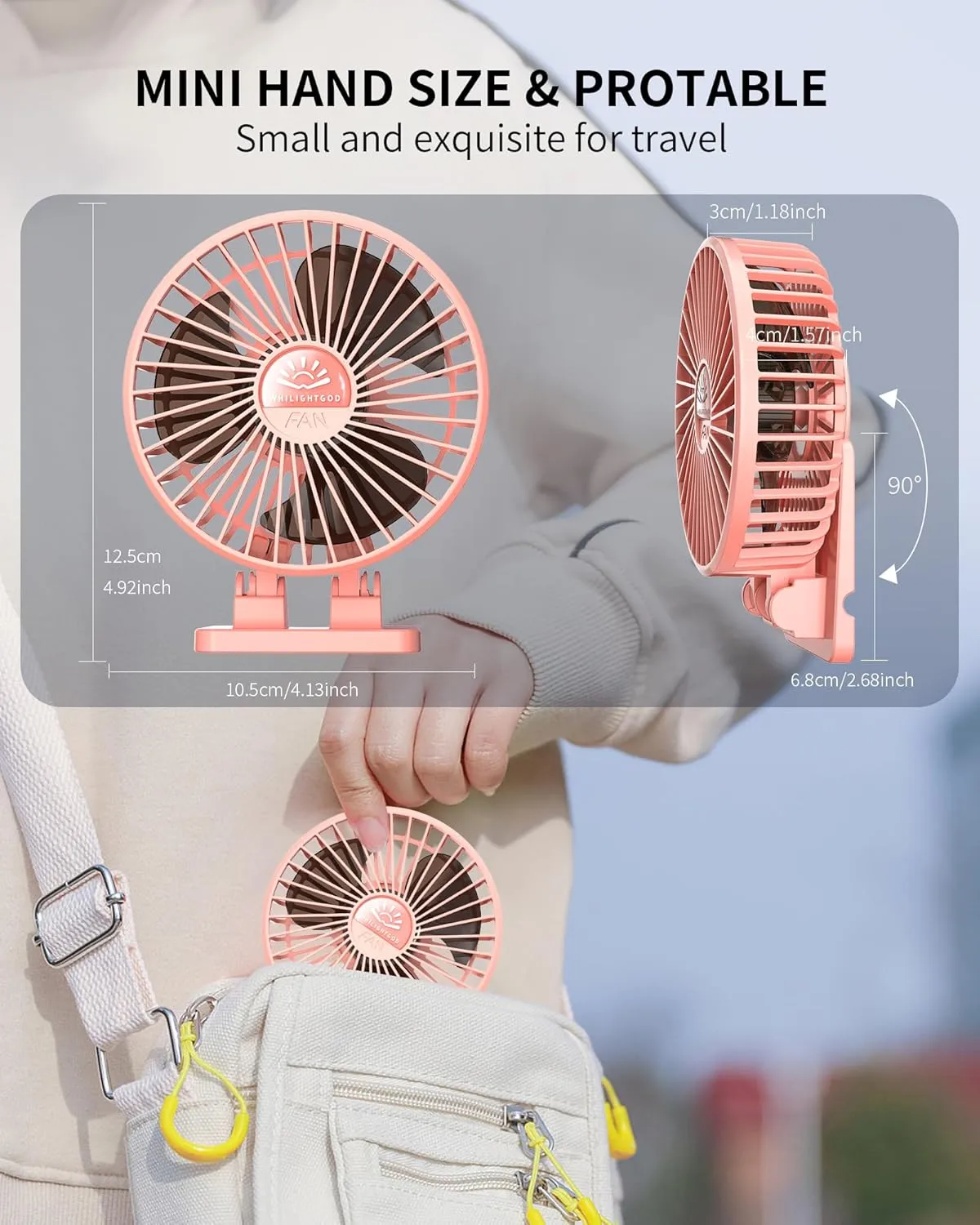 Desk Fan, USB Fan for Desk, Mini 3 Speed Rotation Strong Wind, Protable Small Desktop Cooling, Quite Mini Personal Fan for Home Office Table Bedroom Travel Curise(Pink)