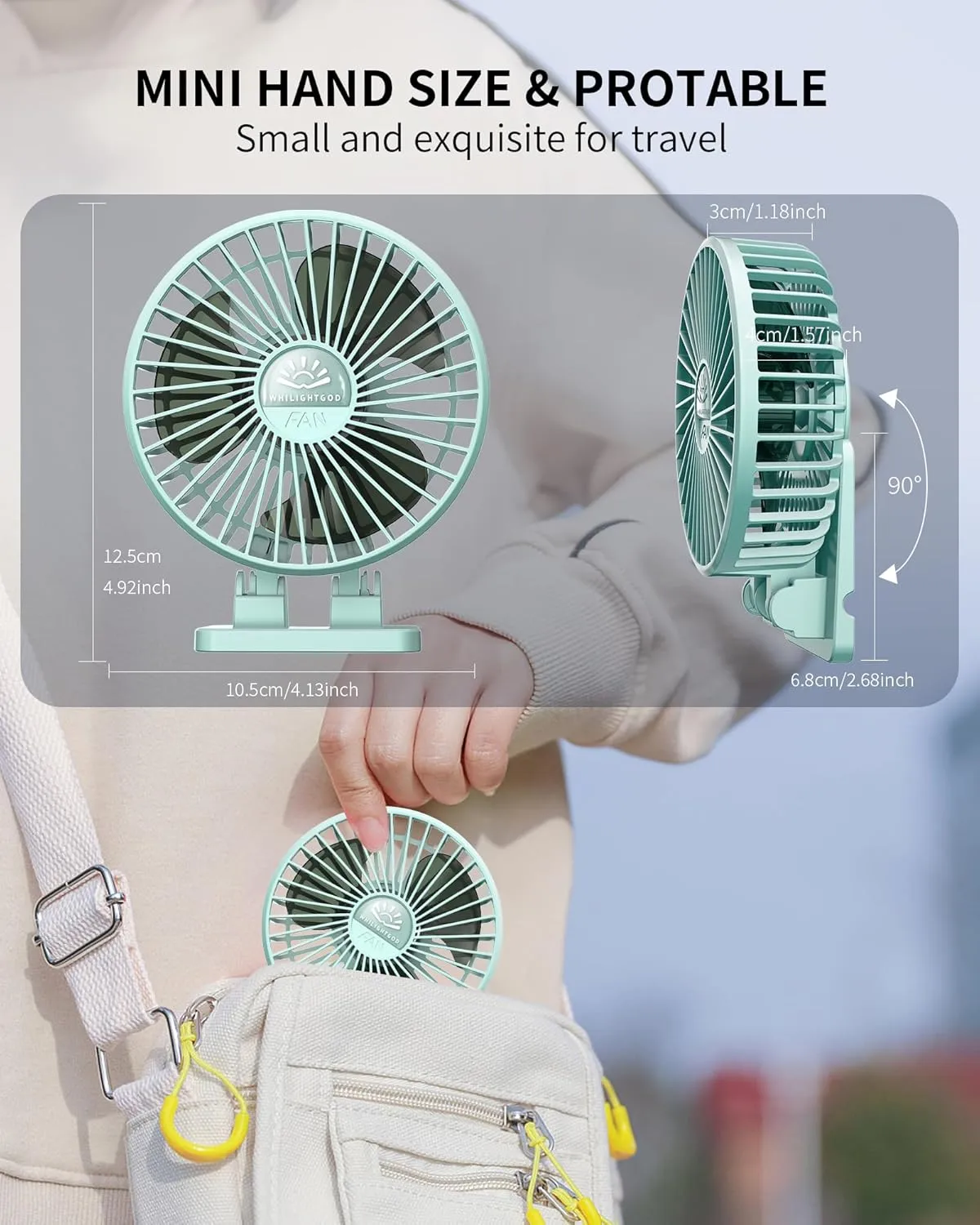 Desk Fan, USB Fan for Desk, Mini Desk Fan, 3 Speed Rotation Strong Wind, Protable Small Desktop Cooling Fan, Quite Mini Personal Fan for Home Office Table Bedroom Travel Curise(Green)