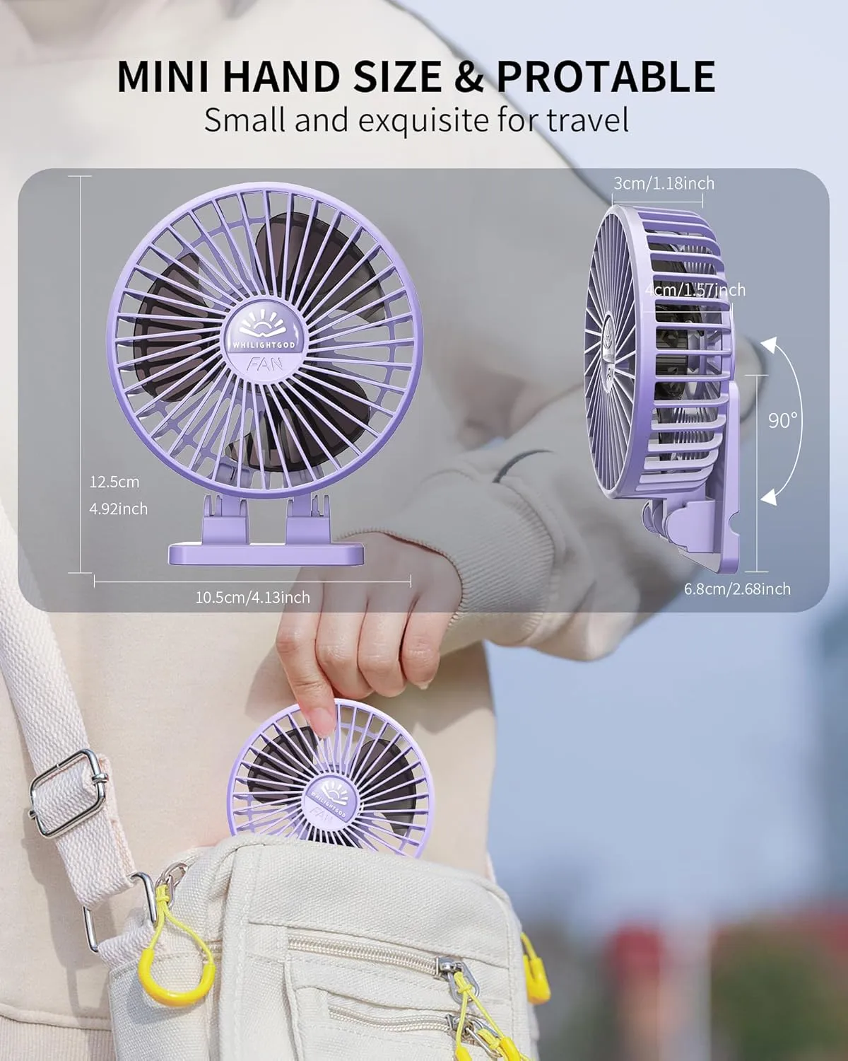 Desk Fan, USB Fan for Desk, Mini Desk Fan, 3 Speed Rotation Strong Wind, Protable Small Desktop Cooling Fan, Quite Mini Personal Fan for Home Office Table Bedroom Travel Curise(Purple)