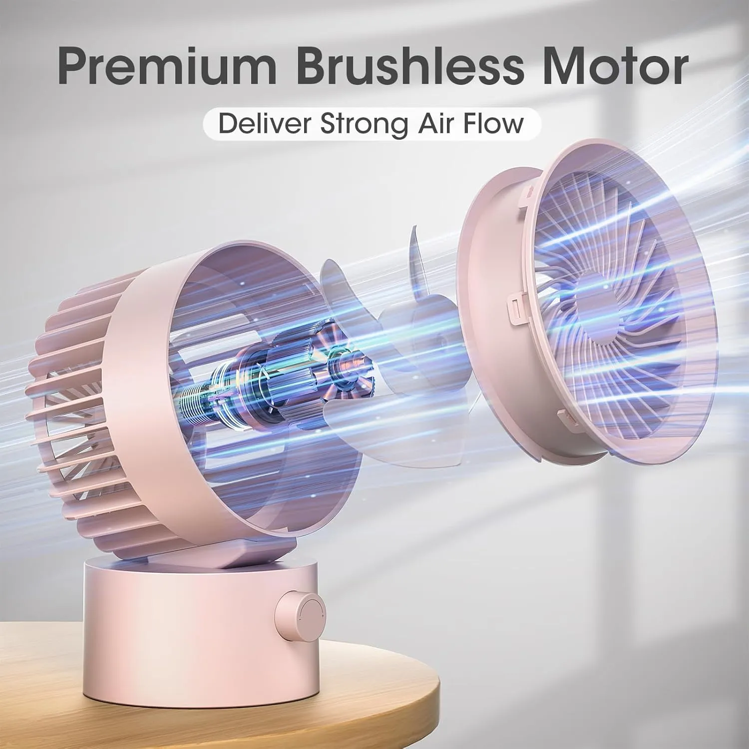 Desk Fan USB, Small Desk Fans Quiet, Stepless Speed Flexible Adjust, Mini Size for Home Office Dorm Desktop, Portable Travel Personal Cooling, Plug In USB Powered, Pink