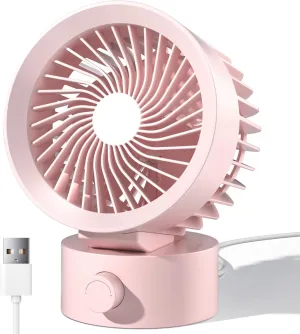 Desk Fan USB, Small Desk Fans Quiet, Stepless Speed Flexible Adjust, Mini Size for Home Office Dorm Desktop, Portable Travel Personal Cooling, Plug In USB Powered, Pink USB desktop fan for workspace