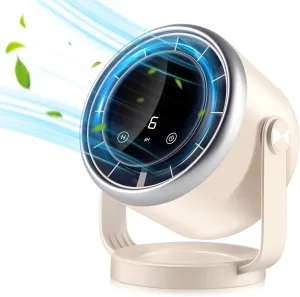 Desk Fan with Battery Operated, Quiet Digital Display Portable Fan 360Rotate, Whole Room Air Circulator Fan, USB Fans with 6 Speeds, Small Travel Camping Table Fan for Bedroom, Kitchen, Home, Outdoor 360-degree rotating fan for home use