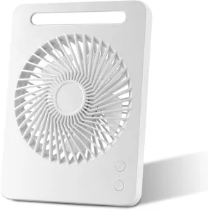 Desk Fan with Lights Battery powered Rechargeable, 4000mAh Mini Small Portable Personal USB Fans, 3 Speeds Strong Wind Adjustable for Home Office Travel Outdoor Desktop Camping Cruise USB desktop fan for workspace