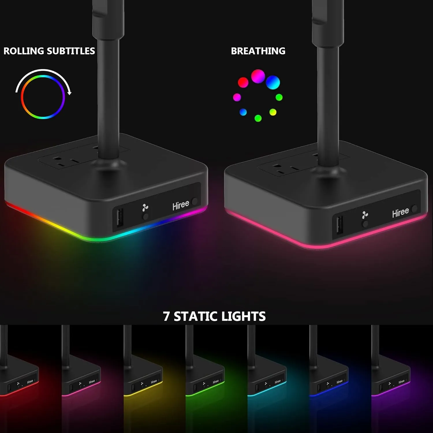 Desk Fan with USB Charging Port, 6.7 Inch 2 Speeds Small Desktop Table Fan with USB Charger, AC Outlet and LED Light, Strong Wind, Quiet Operation - Suitable for Bedroom, Home, Dorm Room
