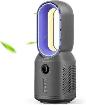 Desk Fan,13 Inch Portable Bladeless Fan, Small Quiet Office Fan with 106 Oscillating, 3 Speeds & Night light, LED Display,Button Control, Personal Battery Operated Table Fan for Bedroom, Office, Home USB desktop fan for workspace