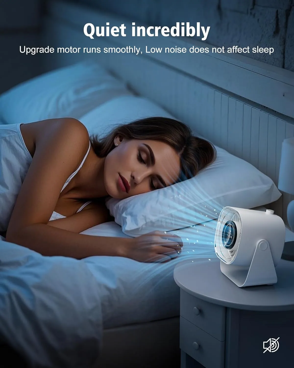 Desk Fan,Quiet Portable Fan,5000mAh Air Circulator Fan with 100 Speeds 220 Adjustable Tilt,Digital Display Small Table Fans for Bedroom,Office, Kitchen,Travel Camping White