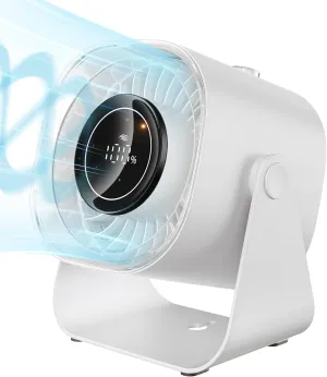 Desk Fan,Quiet Portable Fan,5000mAh Air Circulator Fan with 100 Speeds 220 Adjustable Tilt,Digital Display Small Table Fans for Bedroom,Office, Kitchen,Travel Camping White Desktop fan with humidification feature