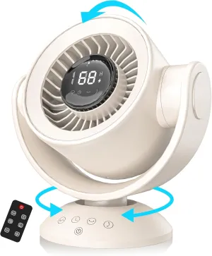 Desk Fans for Bedroom,Air Circulator Fan90Vertical  120Auto Oscillating, 100 Speeds, 10H Timer, Quiet Fan, Digital Display Rechargeable USB, with Remote,for Home, OfficeBeige Battery-powered portable fan