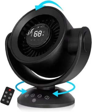 Desk Fans for BedroomAir Circulator Fan90Vertical  120Auto Oscillating,100 Speeds, 10H Timer, Quiet Fan,Digital Display Rechargeable USB, with Remote, for Home, OfficeBlack Battery-powered portable fan