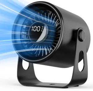 Desk Fans Small Quiet, 100 Speeds Rechargeable Fan Portable, 4000mAh Battery Powered Fan with Digital Display, 110 Tilt Adjustable Personal Table Fan for Bedroom Home Office Travel, Black USB desktop fan for workspace