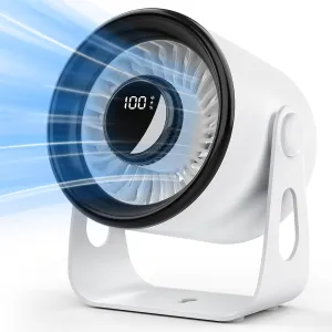 Desk Fans Small Quiet, 100 Speeds Strong Wind Portable Fan Rechargeable with 4000mAh Battery Operated, 6.3 Inch Personal Table Fan for Bedroom Home Travel Outdoor Camping, White USB desktop fan for workspace