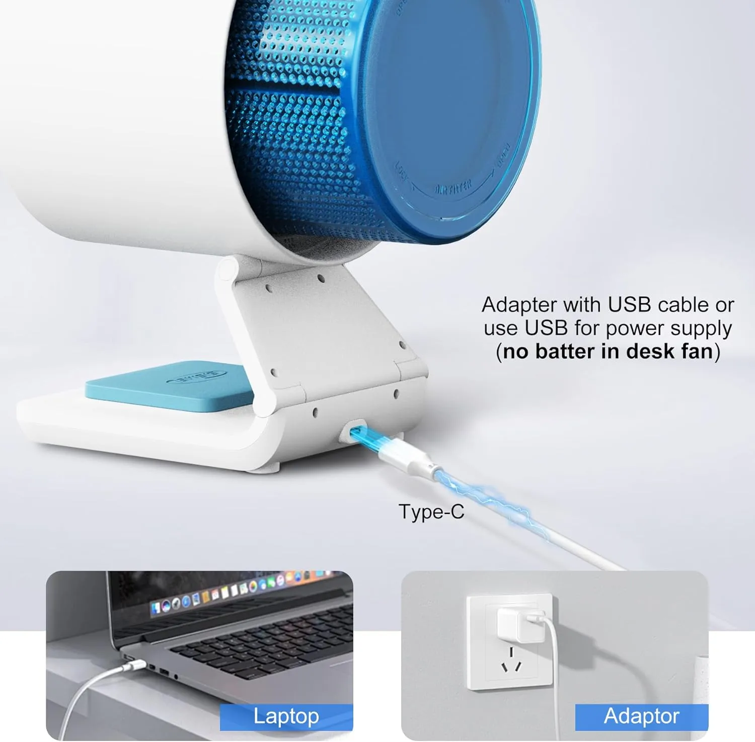 Desk Fan,Small Fan for Bedroom,Portable Fan with Air Purifier,Personal Fan with Four Different Emotions,Desk Fans Small Quiet,4 Speed Adjustment,Cooling Fan for Home Office Bedroom(No Battery)