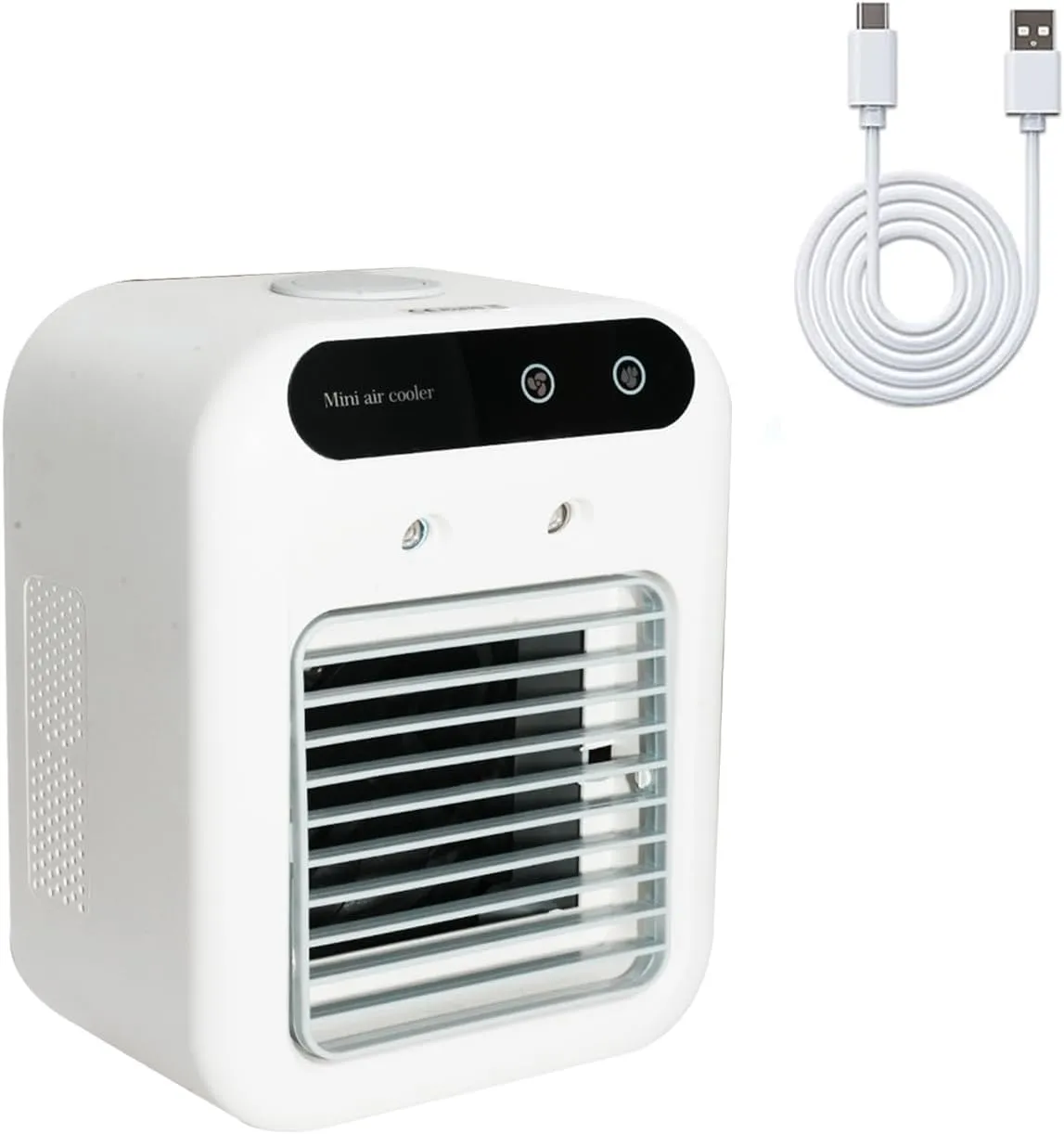 Desktop Air Cooler, Personal Portable Fan with 2-Speeds, Evaporative Air Cooler with 0.5L Water Tank, Portable Cooler Fan for Desk, Home, Office, Bedroom, Camping Car Desktop fan with humidification feature