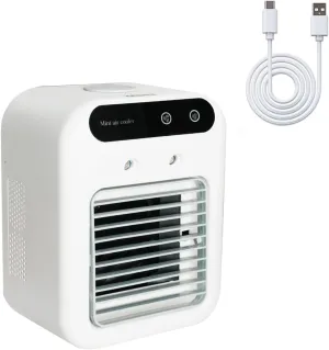 Desktop Air Cooler, Personal Portable Fan with 2-Speeds, Evaporative Air Cooler with 0.5L Water Tank, Portable Cooler Fan for Desk, Home, Office, Bedroom, Camping Car Desktop fan with humidification feature