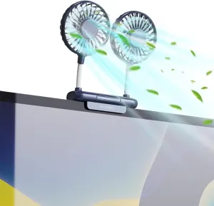 Desktop Fan, Monitor Clip on Fan with 2 Fan Heads, 3 Speeds Office Desk fan USB Powered Cooling Fan with Sturdy Adjustable Clamp, Strong Wind Quiet Personal USB Small Fan for Laptops, Desktop. USB desktop fan for workspace