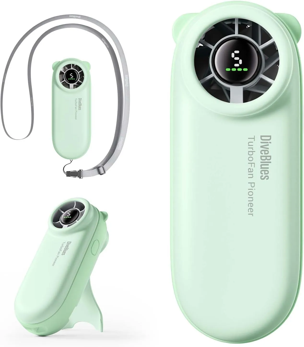 Diveblues Handheld Portable Turbo Fan, 4000mAh USB Rechargeable Pocket Fan, Up to 16 Hours, Hand Fan with 5 Speeds Powerful Cooling for Travel/Summer/Outdoor/Lash/Purse Mini handheld fan for personal cooling
