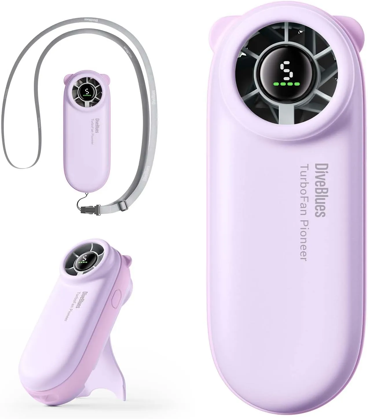 Diveblues Handheld Portable Turbo Fan, 4000mAh USB Rechargeable Pocket Fan, Up to 16 Hours, Hand Fan with 5 Speeds Powerful Cooling for Travel/Summer/Outdoor/Lash/Purse Mini handheld fan for personal cooling