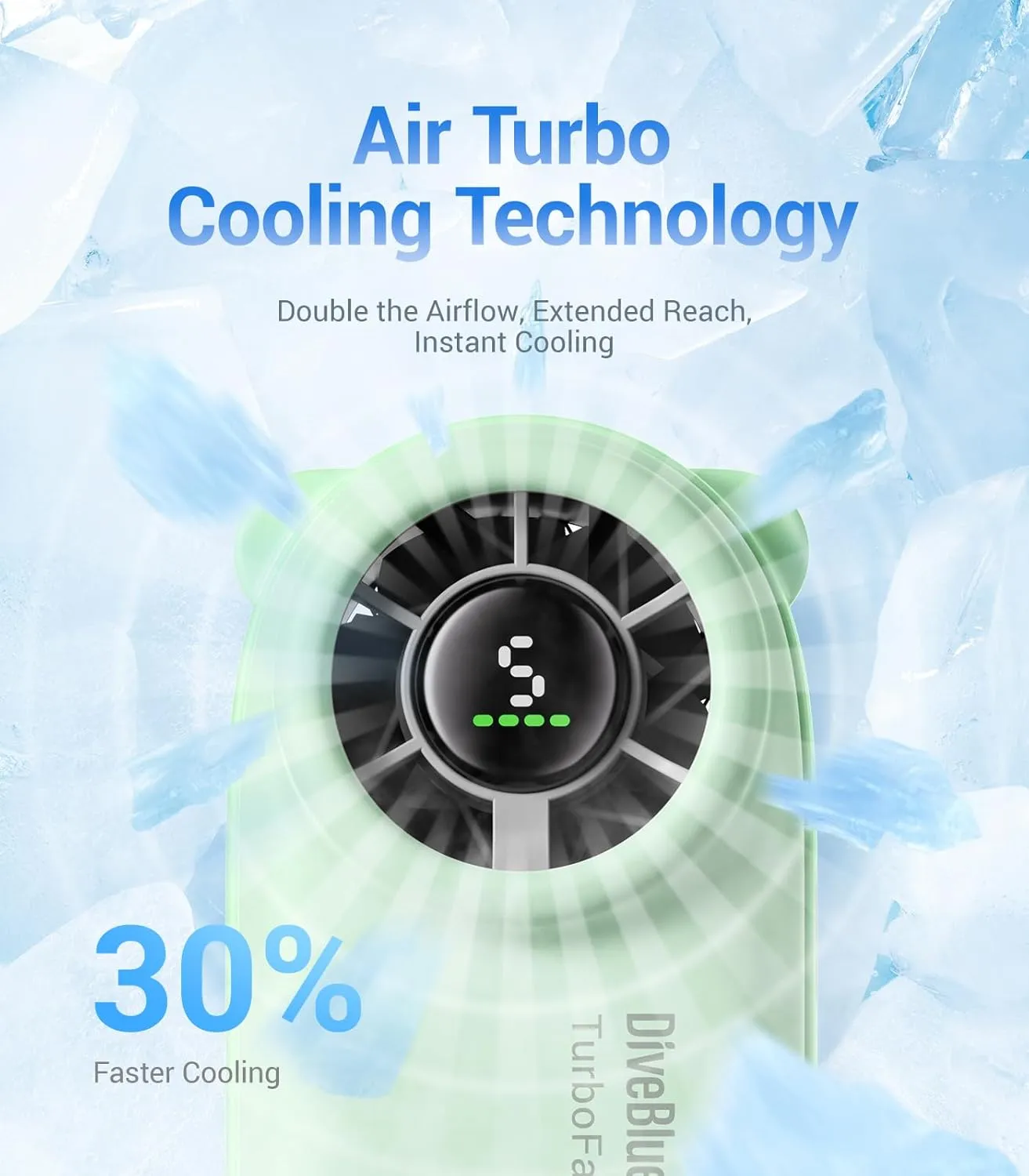 Diveblues Handheld Portable Turbo Fan, 4000mAh USB Rechargeable Pocket Fan, Up to 16 Hours, Hand Fan with 5 Speeds Powerful Cooling for Travel/Summer/Outdoor/Lash/Purse