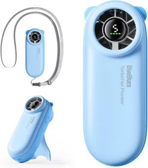 Diveblues Handheld Portable Turbo Fan, 4000mAh USB Rechargeable Pocket Fan, Up to 16 Hours, Hand Fan with 5 Speeds Powerful Cooling for Travel/Summer/Outdoor/Lash/Purse Mini handheld fan for personal cooling