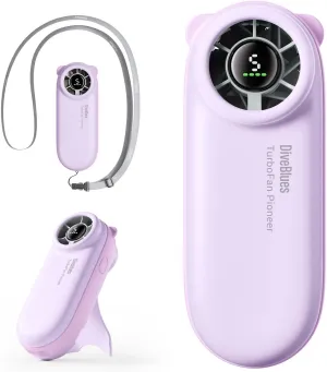 Diveblues Handheld Portable Turbo Fan, 4000mAh USB Rechargeable Pocket Fan, Up to 16 Hours, Hand Fan with 5 Speeds Powerful Cooling for Travel/Summer/Outdoor/Lash/Purse Mini handheld fan for personal cooling