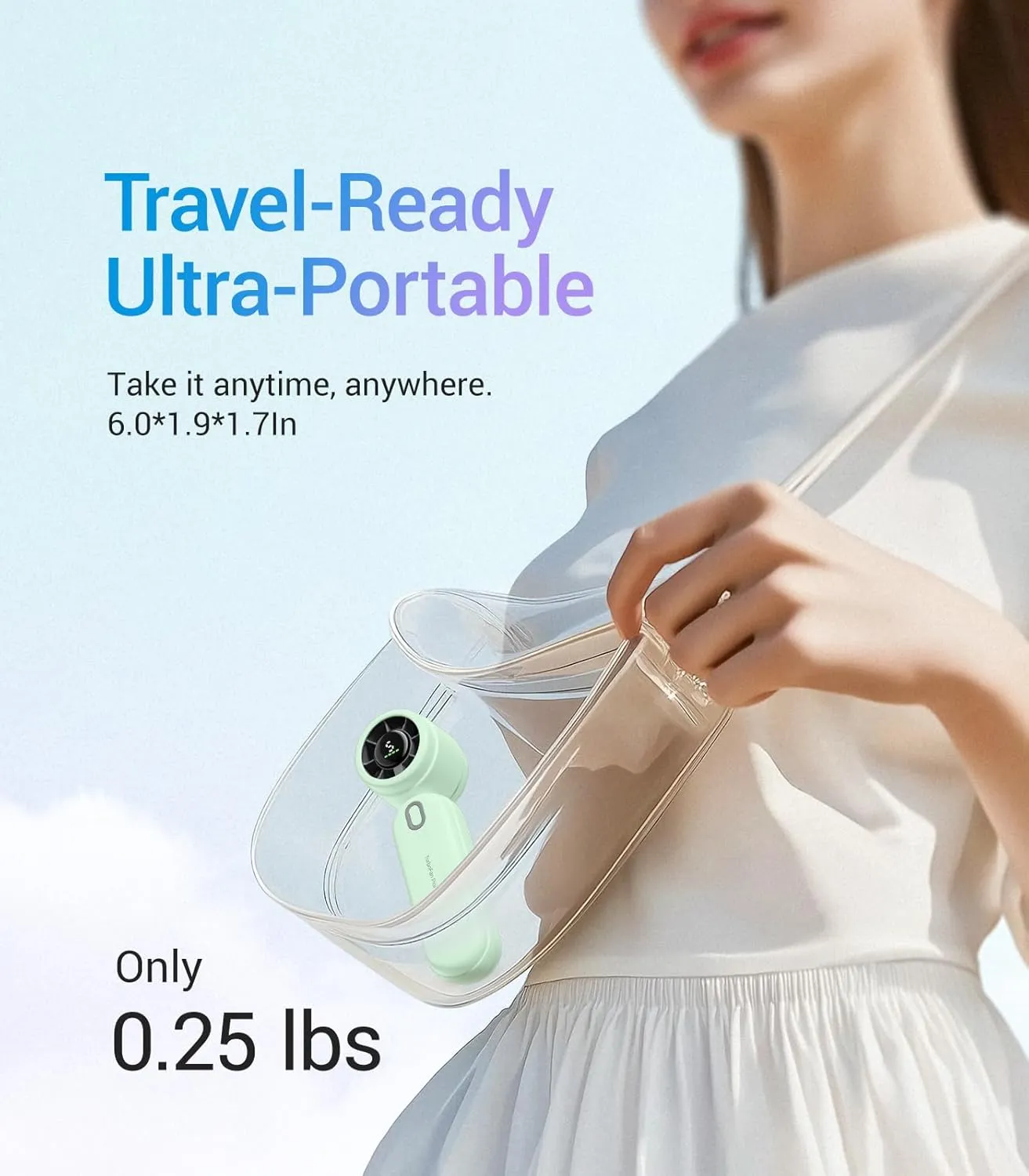 Diveblues High-Speed Portable Handheld Turbo Fan, USB Rechargeable Battery Powered, Small Portable Pocket Fan for Travel, Outdoor, Home, Office, Concerts, Lash, Gift for Women(Green)