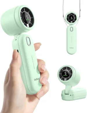 Diveblues High-Speed Portable Handheld Turbo Fan, USB Rechargeable Battery Powered, Small Portable Pocket Fan for Travel, Outdoor, Home, Office, Concerts, Lash, Gift for Women(Green) Battery-powered portable fan