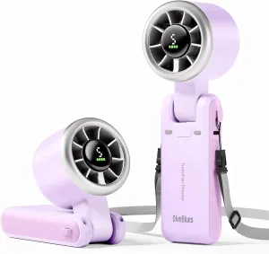 Diveblues Portable Handheld Turbo Fan, 5 Gear Wind, Battery Operated, Up to 12 Working Hours, 3 IN 1 Hand Fan with Air Turbo Tech Cooling Fan for Outdoor Activities, Travel, Working Neck fan for hands-free comfort