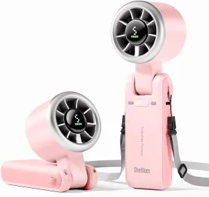 Diveblues Portable Handheld Turbo Fan, 5 Gear Wind, Battery Operated, Up to 12 Working Hours, 3 IN 1 Hand Fan with Air Turbo Tech Cooling Fan for Outdoor Activities, Travel, Working Neck fan for hands-free comfort