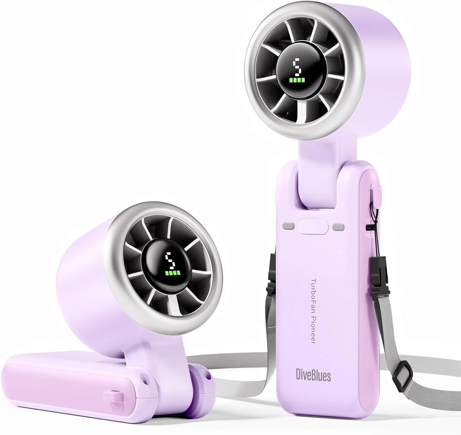 Diveblues Portable Handheld Turbo Fan, 5 Gear Wind, Battery Operated, Up to 12 Working Hours, 3 IN 1 Hand Fan with Air Turbo Tech Cooling Fan for Outdoor Activities, Travel, Working Neck fan for hands-free comfort