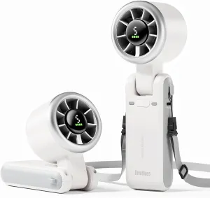 Diveblues Portable Handheld Turbo Fan, 5 Gear Wind, Battery Operated, Up to 12 Working Hours, 3 IN 1 Hand Fan with Air Turbo Tech Cooling Fan for Outdoor Activities, Travel, Working Neck fan for hands-free comfort