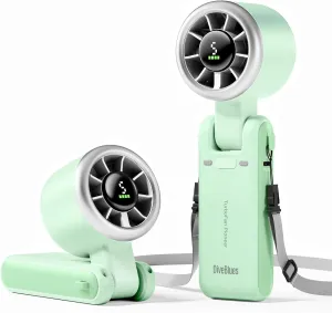 Diveblues Portable Handheld Turbo Fan, 5 Gear Wind, Battery Operated, Up to 12 Working Hours, 3 IN 1 Hand Fan with Air Turbo Tech Cooling Fan for Outdoor Activities, Travel, Working Neck fan for hands-free comfort