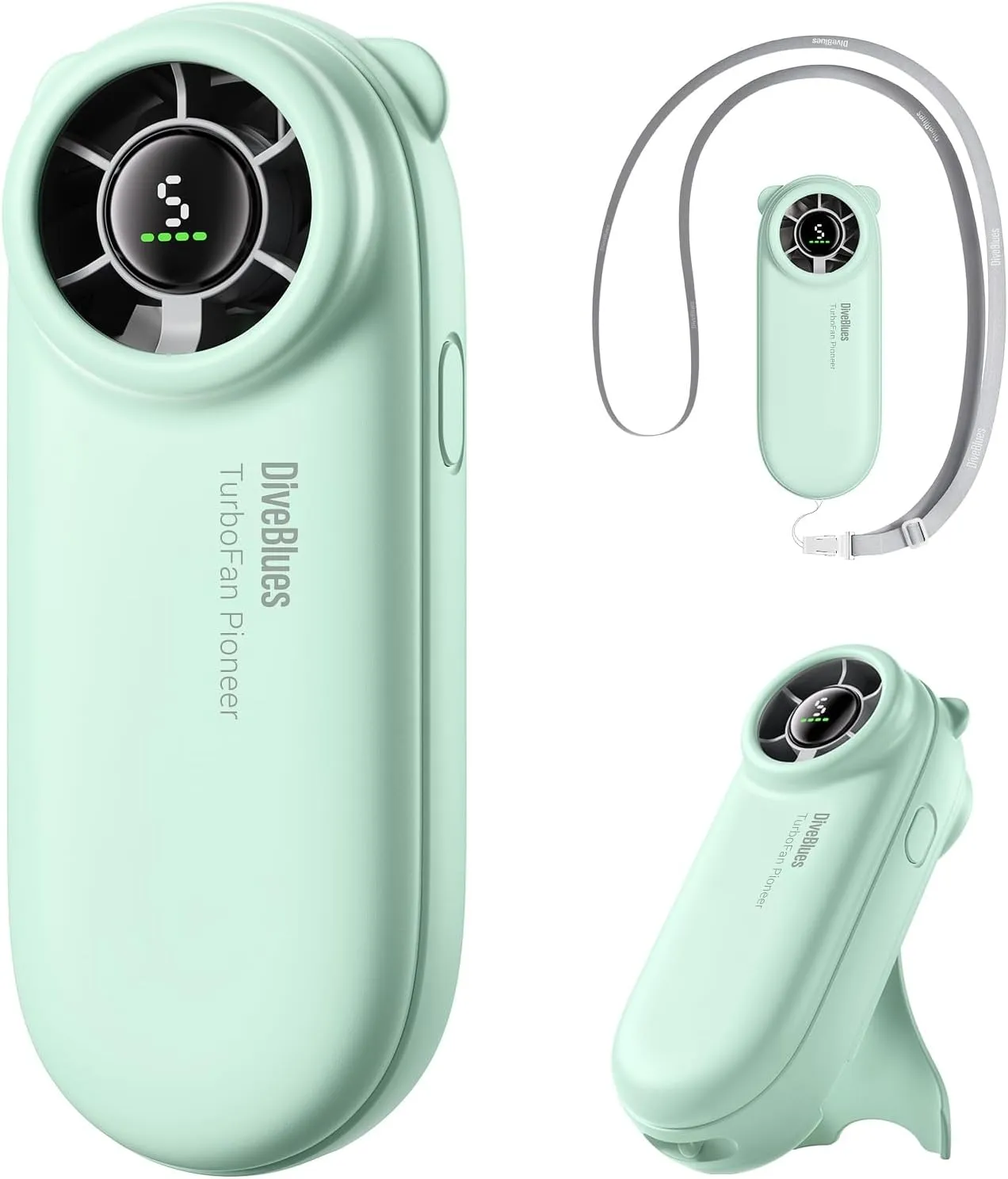 Diveblues TurboBear Portable Handheld Turbo Fan- Powerful Air Speed, Ultra-Light 86.5g Hand Fan, 5 Gear Cooling, Rechargeable Battery Powered, Pocket Cute Small Fan Travel Essentials Gifts Women Octopus-shaped decorative fan