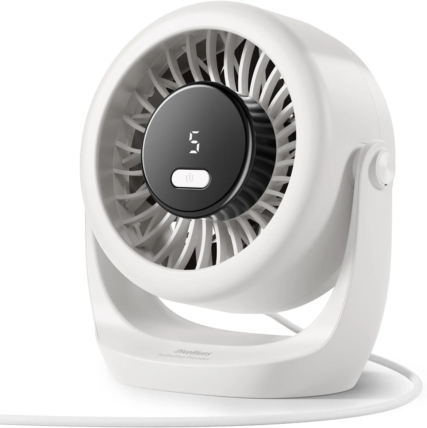 Diveblues USB Desk Turbo Fan, Ultra-Quiet Mini Desk Fan, Powerful Wind, LED Display, 5 Speed, 360 Rotating Small Portable Fan for Home, Office and Outdoor Cool Tech Gadgets - TurboBreeze Desktop fan with humidification feature