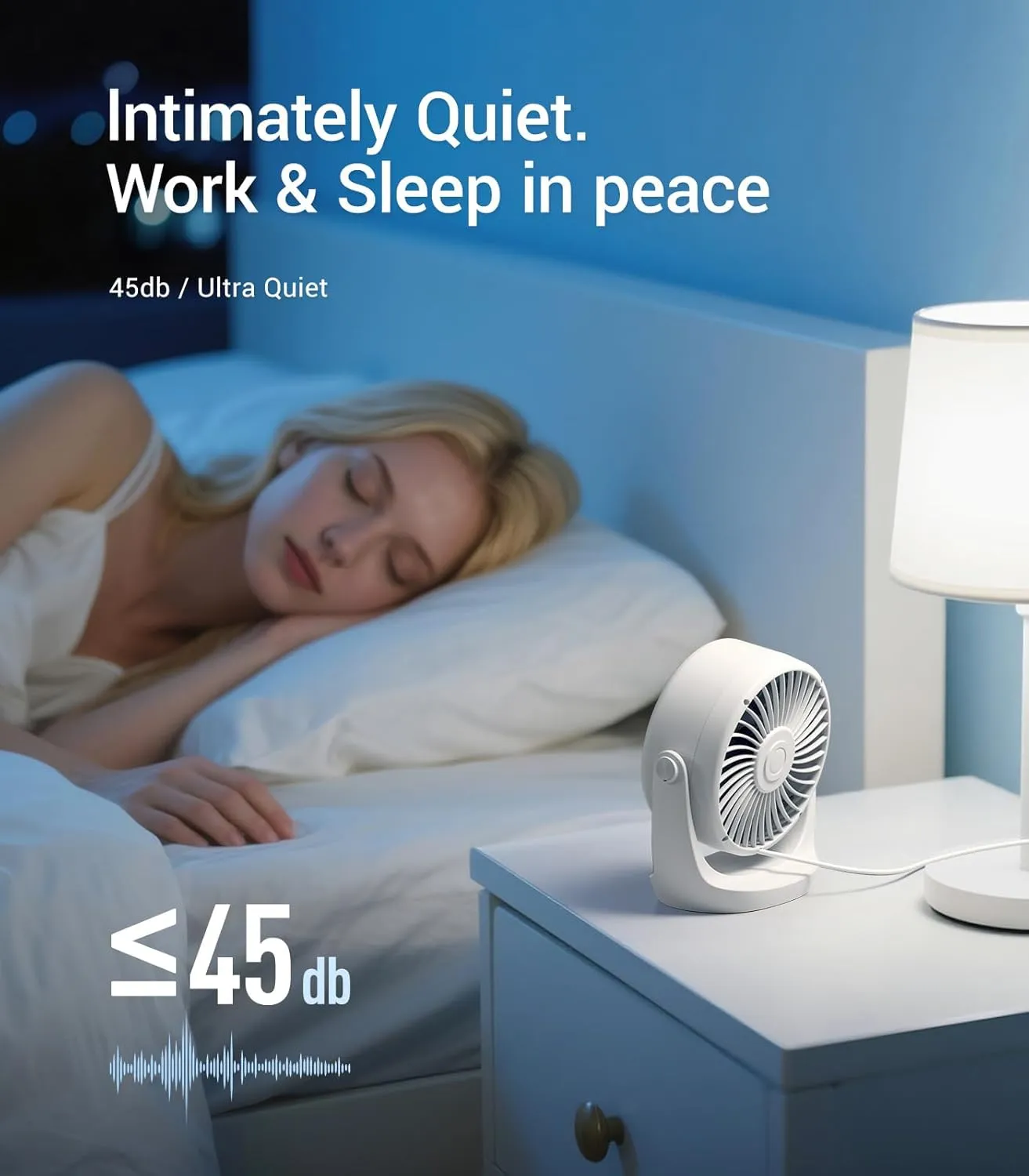 Diveblues USB Desk Turbo Fan, Ultra-Quiet Mini Desk Fan, Powerful Wind, LED Display, 5 Speed, 360 Rotating Small Portable Fan for Home, Office and Outdoor Cool Tech Gadgets - TurboBreeze