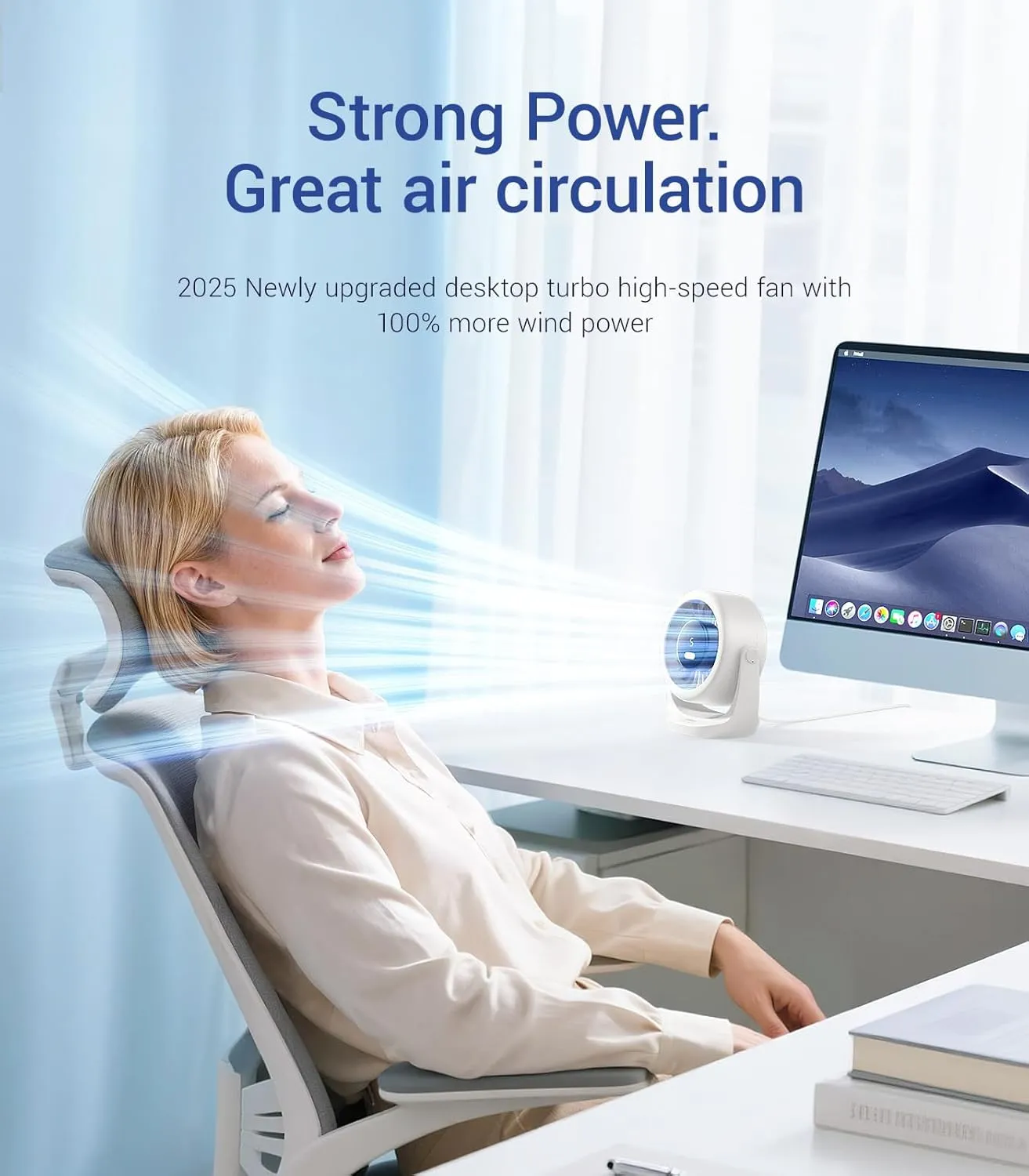 Diveblues USB Desk Turbo Fan, Ultra-Quiet Mini Desk Fan, Powerful Wind, LED Display, 5 Speed, 360 Rotating Small Portable Fan for Home, Office and Outdoor Cool Tech Gadgets - TurboBreeze