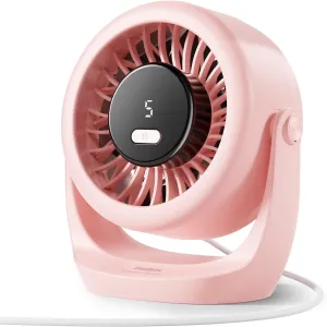 Diveblues USB Desk Turbo Fan, Ultra-Quiet Mini Desk Fan, Powerful Wind, LED Display, 5 Speed, 360 Rotating Small Portable Fan for Home, Office and Outdoor Cool Tech Gadgets - TurboBreeze 360-degree rotating fan for home use