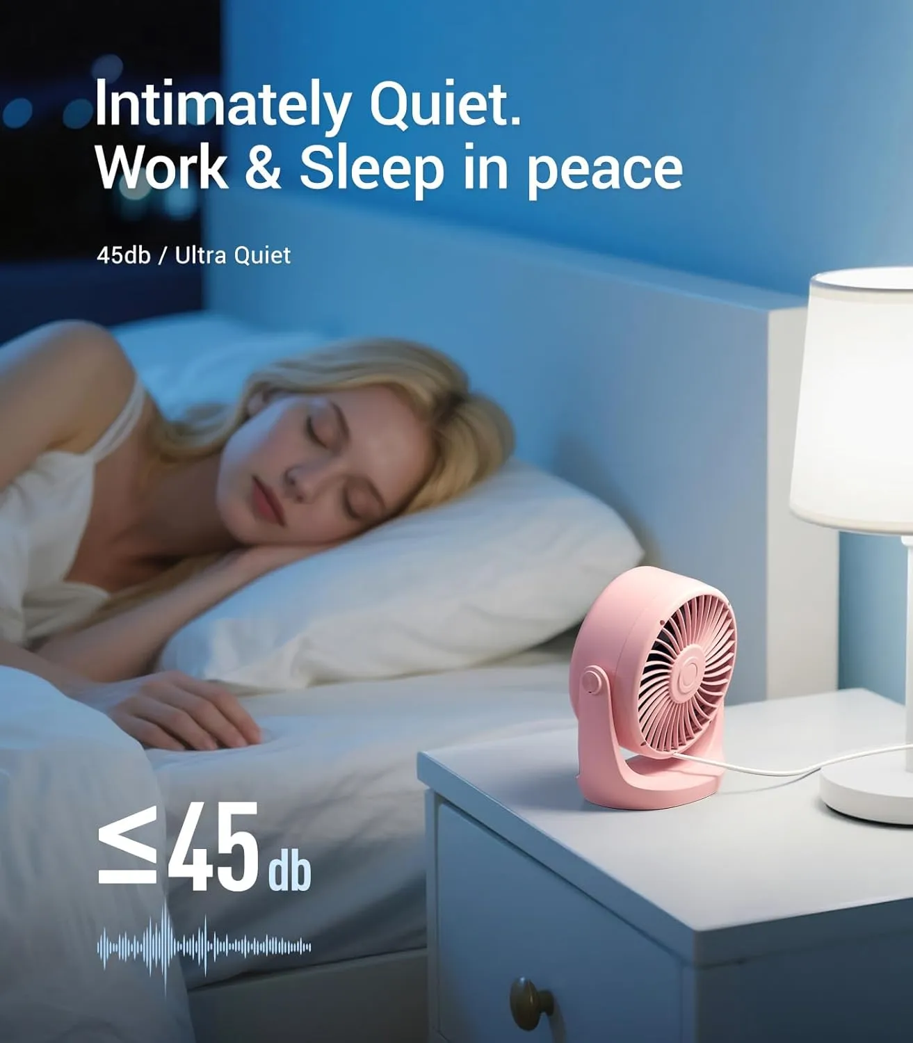 Diveblues USB Desk Turbo Fan, Ultra-Quiet Mini Desk Fan, Powerful Wind, LED Display, 5 Speed, 360 Rotating Small Portable Fan for Home, Office and Outdoor Cool Tech Gadgets - TurboBreeze