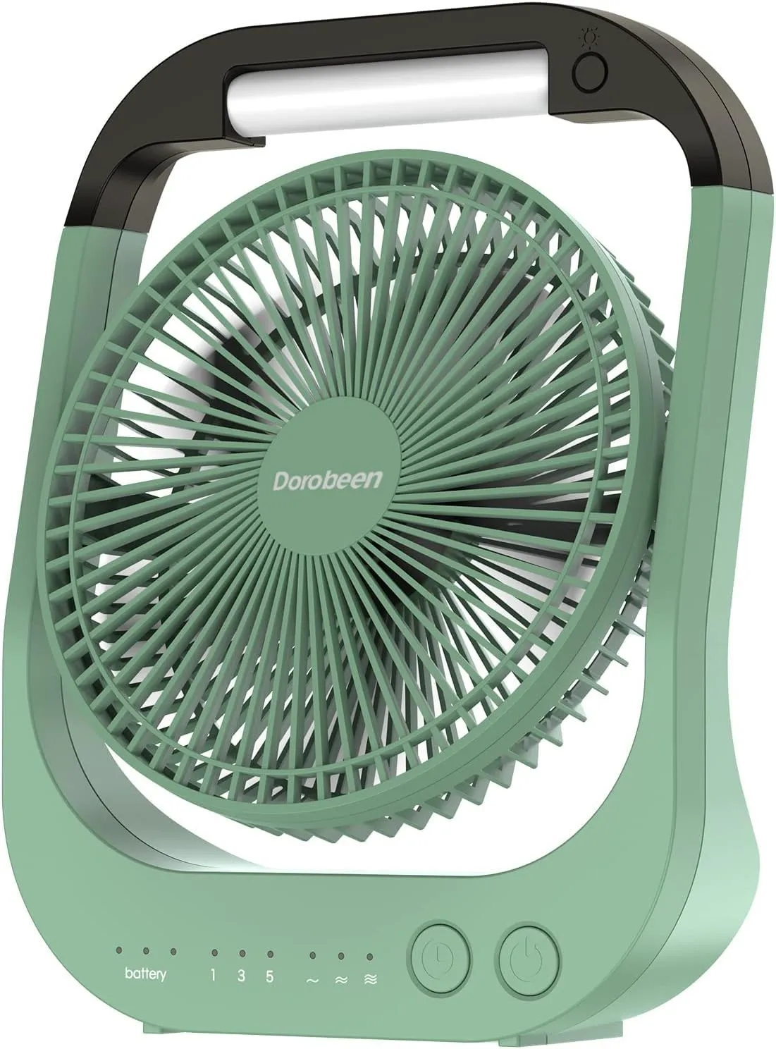 Dorobeen Rechargeable Fan, Battery Operated Fan, Portable Personal Fan, Battery Powered Desk Fan, with LED Light Fan, 8-Inch USB Fan with Timer, Quiet Fan for Bedroom, Home, Camping, Outdoor Battery-powered portable fan