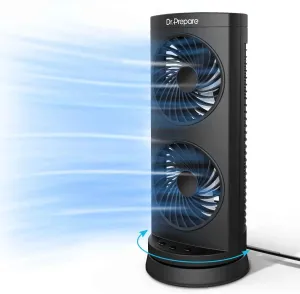 Dr. Prepare Tower Fan Oscillating Fan, Portable Desk Fan with 3-Speed Options, Dual Air Circulation, 110 Oscillation, 3 Timers, Personal Quiet Table Fan for Home Office Desktop Bedroom, 13 inch USB desktop fan for workspace