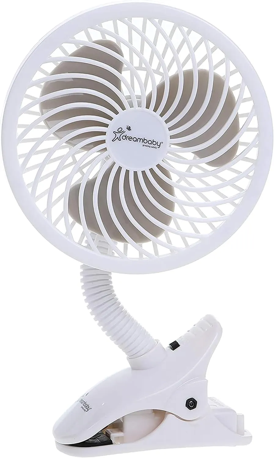 Dreambaby Caged Deluxe EZY-Fit Clip-on Fan - with Flexible Neck for Adjustable Air Flow - Perfect for Strollers, Cribs, Wheelchairs, Beach, Camping & Pool - White - 1 Pack Octopus-shaped decorative fan