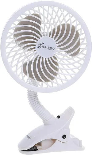 Dreambaby Caged Deluxe EZY-Fit Clip-on Fan - with Flexible Neck for Adjustable Air Flow - Perfect for Strollers, Cribs, Wheelchairs, Beach, Camping & Pool - White - 1 Pack Octopus-shaped decorative fan