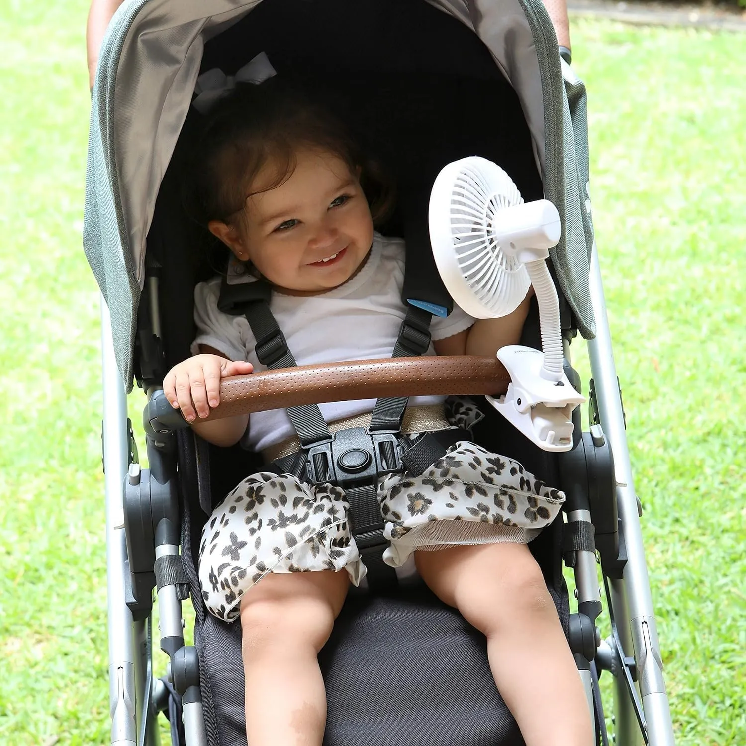 Dreambaby Caged Deluxe EZY-Fit Clip-on Fan - with Flexible Neck for Adjustable Air Flow - Perfect for Strollers, Cribs, Wheelchairs, Beach, Camping & Pool - White - 1 Pack