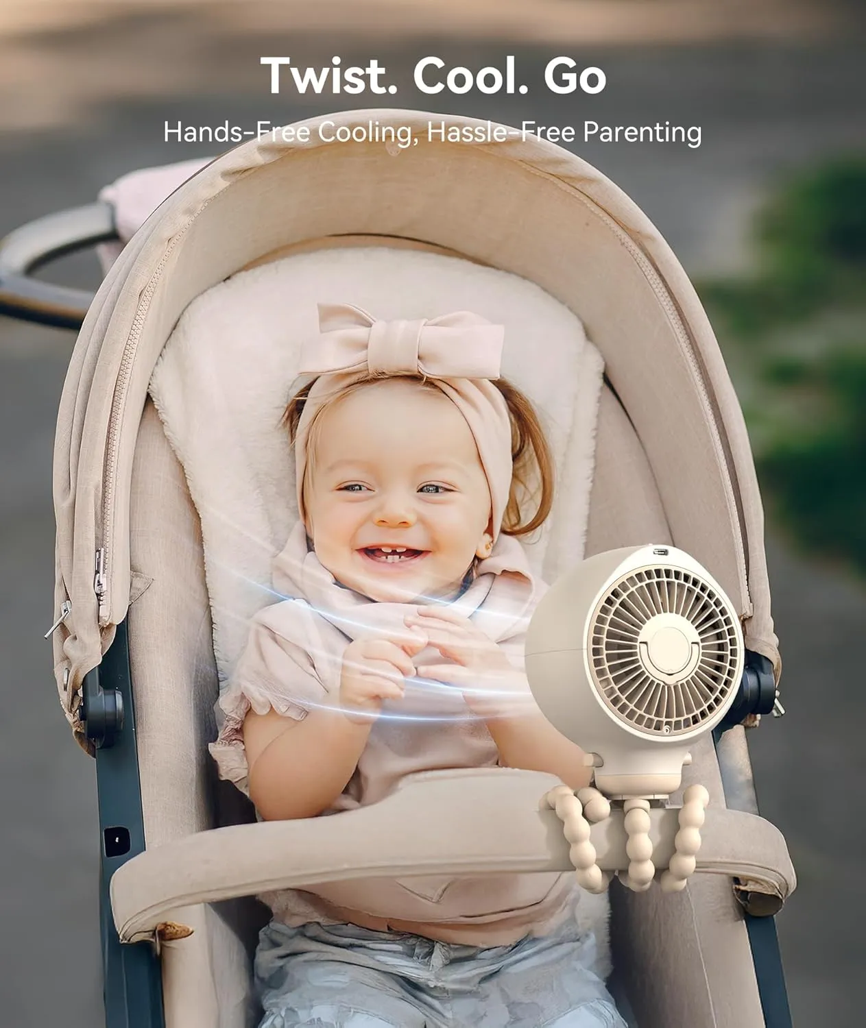 Dreamegg Portable Stroller Fan - 4000mAh Rechargeable Baby Stroller Fan With LED Display, Night Light, Hidden Blade, Detachable 4 Speed 360Rotate, Handheld Cooling for Crib,Travel, Car Seat, Bedroom