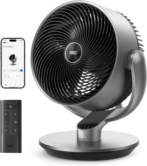 Dreo 16 Inch 25dB Quiet Smart Fans for Bedroom, DC Room Fan with Remote, 120 120 Oscillating Fan, 6 Modes, 9 Speeds, 12H Timer,Works Alexa/Google/WiFi/Voice Control, Silver, Oversize (DR-HAF004S) App-controlled remote fan for convenience