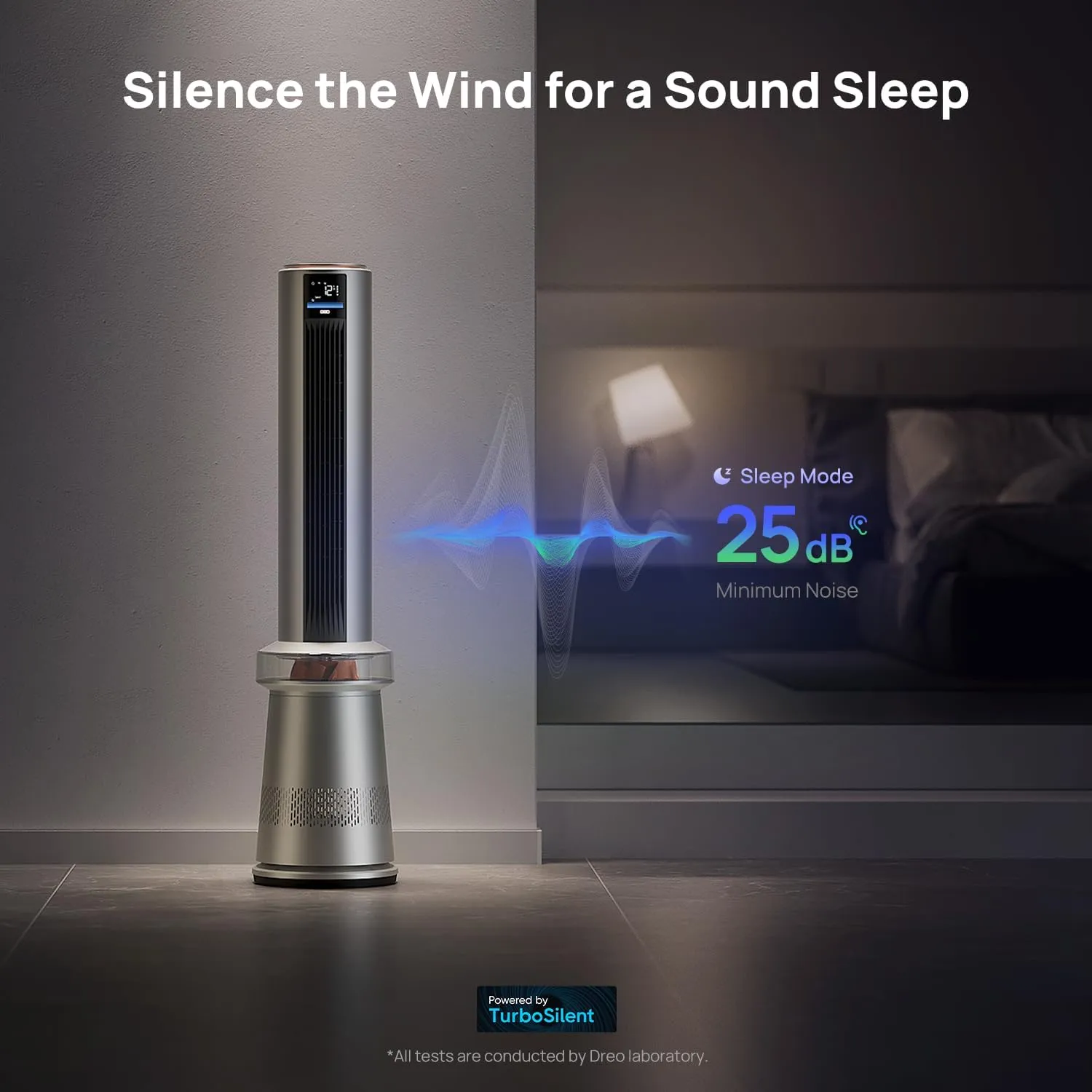Dreo Air Purifier Tower Fan, 45" 2-in-1 Smart Fan for Bedroom, 27ft/s Velocity, 120Oscillation, 24H Timer Bladeless Fans for Home, 25dB Low Noise, Standing Fan Works with Alexa, MC710S, Silver Orange