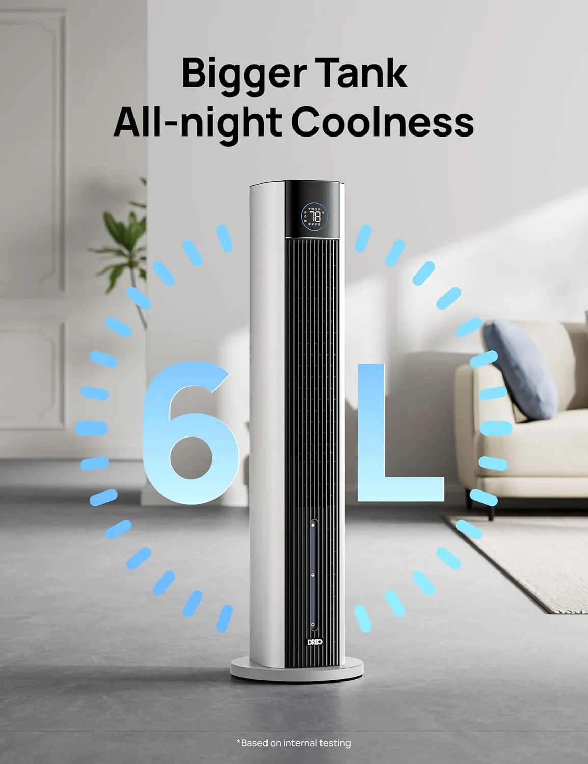 Dreo Evaporative Air Swamp Cooler, 43" Cooling Fans that Blow Cold Air 2025 Upgraded, 85 Oscillating Floor Fan for Bedroom, Easy Cleaning, APP Control, Ice Packs, 4 Speeds & 4 Modes, 12H Timer, White