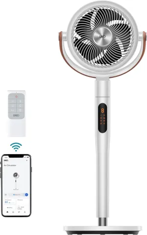 Dreo Fan for Bedroom, 100ft Standing Fan for Home, 120 105 Smart Oscillating Pedestal Fans with Wi-Fi/Voice Control, DC Motor, 43'' Quiet Fan, 6 Modes, 8 Speeds, Adjustable Height, PolyFan 513S Tower bladeless fan for modern homes