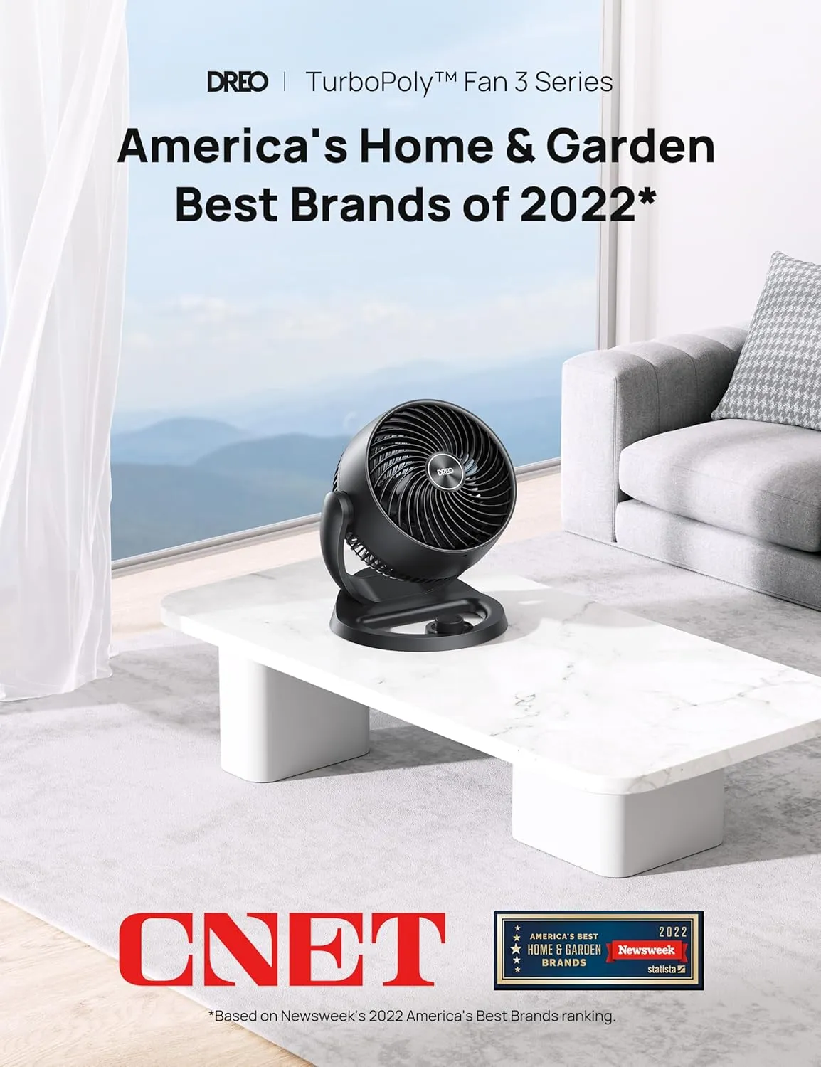 Dreo Fan for Bedroom, 12 Inches, 70ft Powerful Airflow, 28db Quiet Table Air Circulator Fans for Whole Room, 120 Adjustable Tilt, 3 Speeds, Desktop Fan for Home, Office, Kitchen